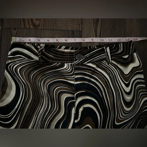 MOTEL ROCKS Denim Size:S Zoven Ripple Swirl High Waist Trouser Pants - Picture 9 of 12